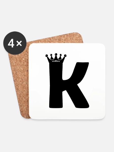 buchstabe K krone - Untersetzer (4er-Set) - Weiß