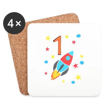 Birthday Rocket 1 - Coasters (set of 4) - white - Front