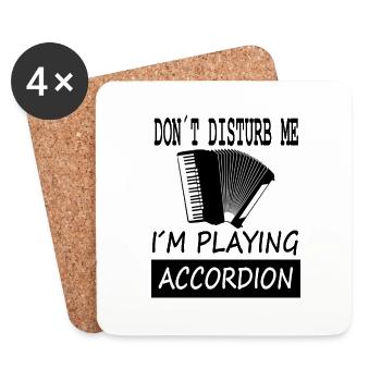 Accordéon jouer instrument d’accordéon - Dessous de verre (lot de 4) - blanc - Devant