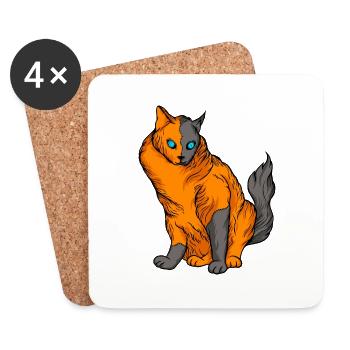 Chats drôles 6 - Dessous de verre (lot de 4) - blanc - Devant