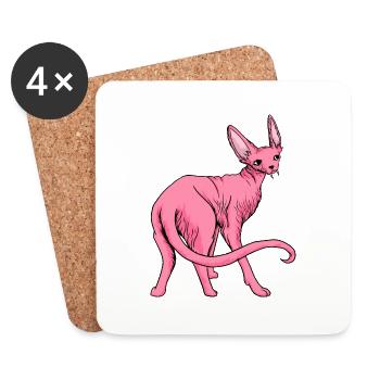 Lustige Katzen 21 - Untersetzer (4er-Set) - Weiß - Vorne