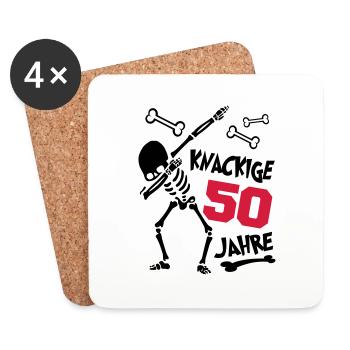Geburtstag Knackige Jahre Happy Birthday 50 - Untersetzer (4er-Set) - Weiß - Vorne