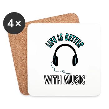 Music with headphones enjoy music saying gift - Coasters (set of 4) - white - Front