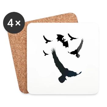 Birds Bird Raven Bat Black Bird Species - Coasters (set of 4) - white - Front