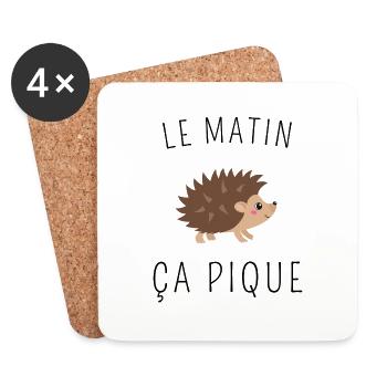 Le matin ça pique ! - Dessous de verre (lot de 4) - blanc - Devant
