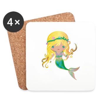 Mermaid Blonde Pink - Merrjungfrau blond - Untersetzer (4er-Set) - Weiß - Vorne
