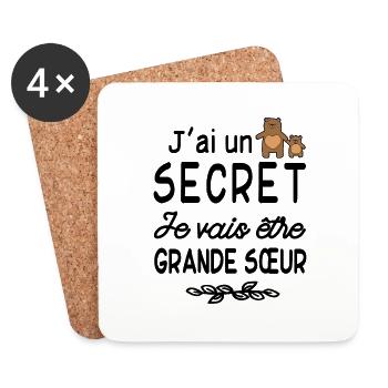 secret - je vais être grande sœur - future sœur - Dessous de verre (lot de 4) - blanc - Devant