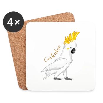 cacatoès - Dessous de verre (lot de 4) - blanc - Devant