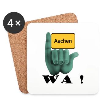 Aachen, wa ! - Local sign Aachen with Klenkes - Coasters (set of 4) - white - Front