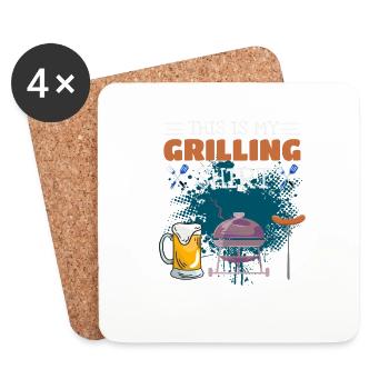 Das Ist Mein Grill Hemd BBQ Grillen Geschenk - Untersetzer (4er-Set) - Weiß - Vorne