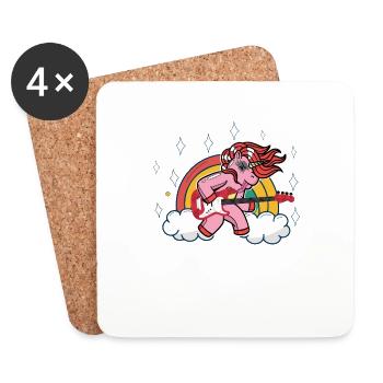 Death Metal Heavy Metal Rock Rainbow Unicorn - Coasters (set of 4) - white - Front