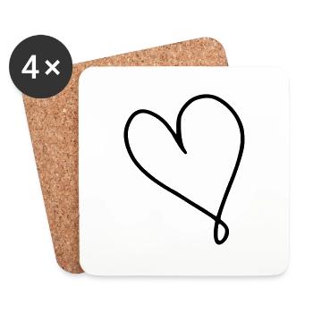 Heart Emoji Sketch - Coasters (set of 4) - white - Front