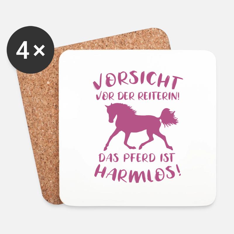 Lustiger Reiterspruch Pferdefan Geschenk - Untersetzer (4er-Set) - Weiß