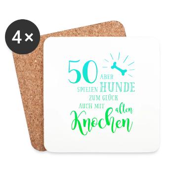50 Hunde spielen zum Glück auch mit alten Knochen - Untersetzer (4er-Set) - Weiß - Vorne