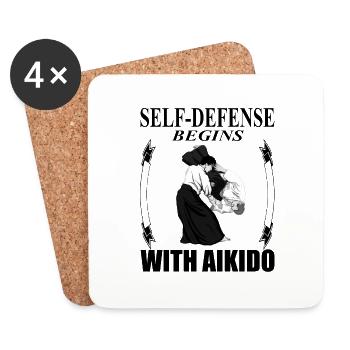 Aikido trainieren Aikido-Trainer Sprüche Geschenk - Untersetzer (4er-Set) - Weiß - Vorne