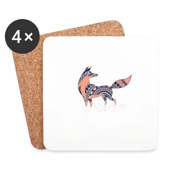 Renard - Dessous de verre (lot de 4) - blanc - Devant