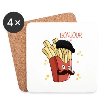 Bonjour Français Frites - Dessous de verre (lot de 4) - blanc - Devant