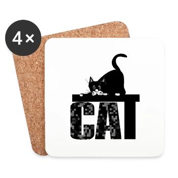 Katze - Untersetzer (4er-Set) - Weiß - Vorne