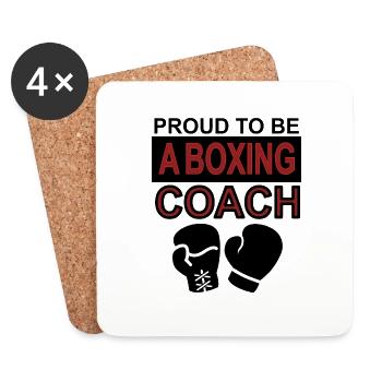 proud boxing coach boxing gloves k.o boxer fist - Coasters (set of 4) - white - Front