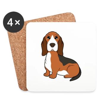 Basset Hound - Untersetzer (4er-Set) - Weiß - Vorne