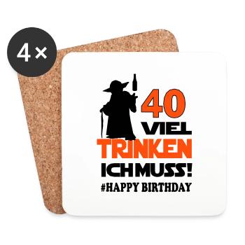 Geburtstag Happy Birthday Sprüche Lustig Jahre 40 - Untersetzer (4er-Set) - Weiß - Vorne