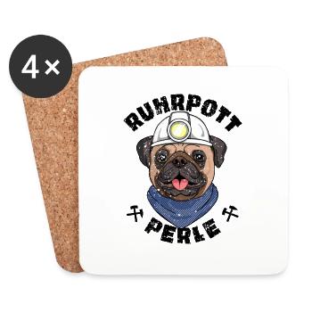 Mops Ruhrpott Perle - Untersetzer (4er-Set) - Weiß - Vorne