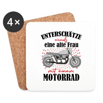 Rentnerin Frau Motorrad Oma - Untersetzer (4er-Set) - Weiß - Vorne