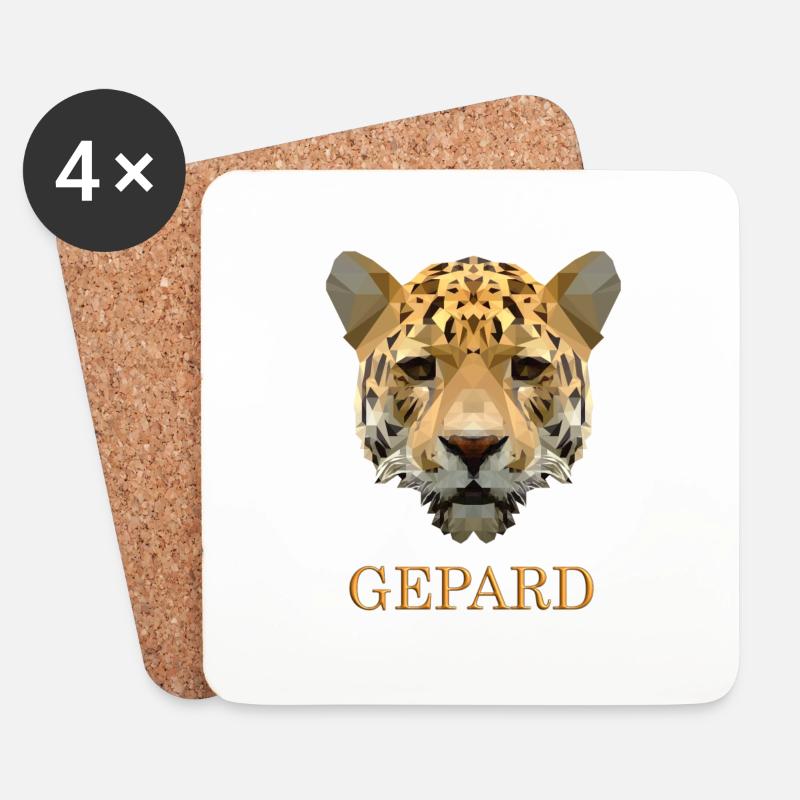 Gepard Mit 3D schrift - Untersetzer (4er-Set) - Weiß