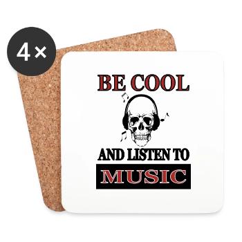 be cool listen to music musician headphones gift - Coasters (set of 4) - white - Front