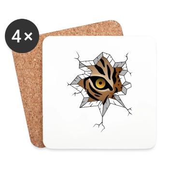 Œil de tigre - Dessous de verre (lot de 4) - blanc - Devant