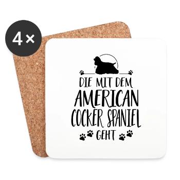 DIE MIT AMERICAN COCKER SPANIEL GEHT Wilsigns - Untersetzer (4er-Set) - Weiß - Vorne