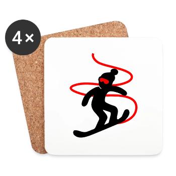 Snowboard Snowboarder - Untersetzer (4er-Set) - Weiß - Vorne