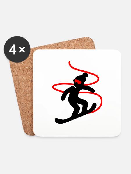 Snowboard Snowboarder - Untersetzer (4er-Set) - Weiß