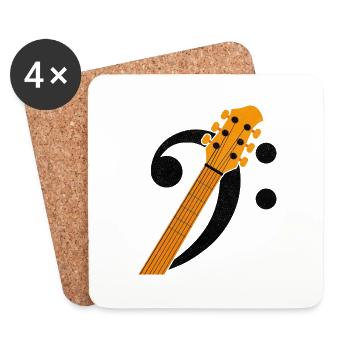Bass Key Guitar Bass Player Musician - Coasters (set of 4) - white - Front
