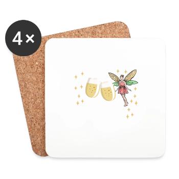 Prosecco Vin mousseux Alcool Célébrer Verre Boisson - Dessous de verre (lot de 4) - blanc - Devant