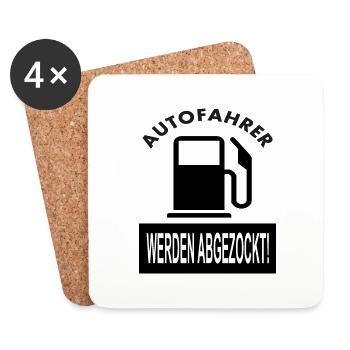 Tanken ist teuer lustiger Spruch Tankstelle Sprit - Untersetzer (4er-Set) - Weiß - Vorne
