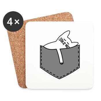 Cat in the bag - Coasters (set of 4) - white - Front
