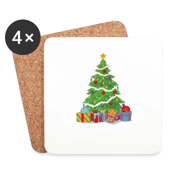 Cadeau Merry Christmas Joyeux Noël - Dessous de verre (lot de 4) - blanc - Devant