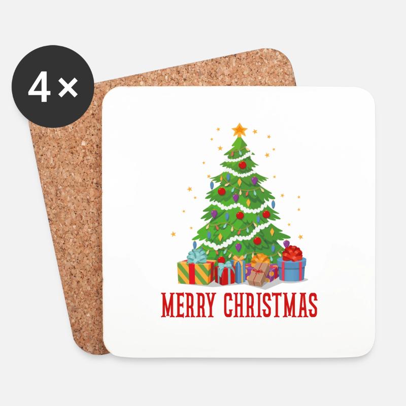 Frohe Weihnachten Frohes Weihnachtsgeschenk - Untersetzer (4er-Set) - Weiß