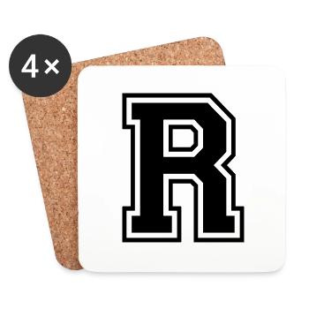 Letter R Team Football Baseball Basketball University - Coasters (set of 4) - white - Front