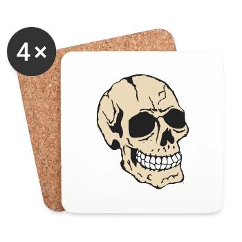 head of death skull halloween - Coasters (set of 4) - white - Front