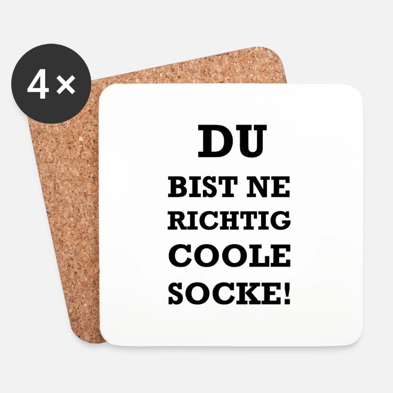 Du bist eine richtig coole Socke! - Untersetzer (4er-Set) - Weiß