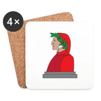 Illustration des Porträts von Dante Alighieri - Untersetzer (4er-Set) - Weiß - Vorne