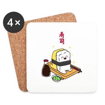 Happy Tamago Sushi - Coasters (set of 4) - white - Front