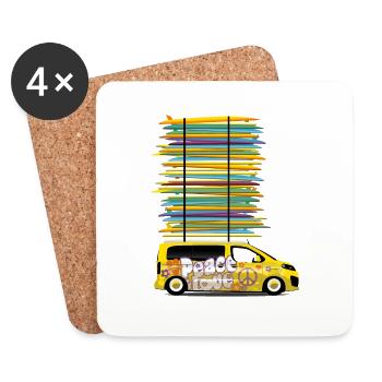 Peace Love Campster Van Gift - Coasters (set of 4) - white - Front
