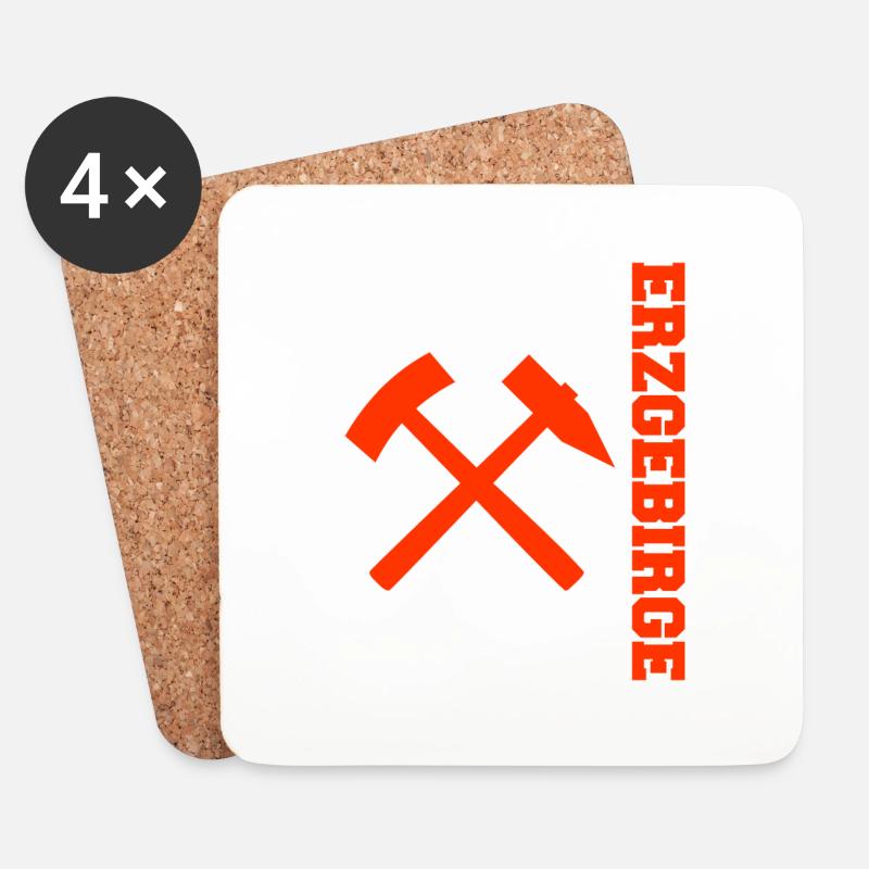 Erzgebirge Bergbau - Untersetzer (4er-Set) - Weiß