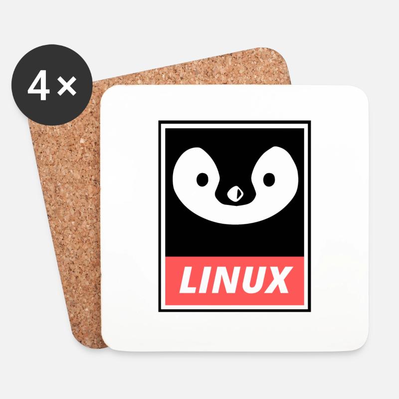 Linux Tux - Untersetzer (4er-Set) - Weiß