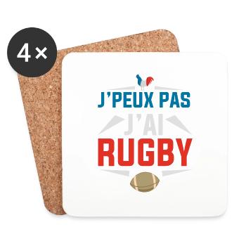 j'peux pas j'ai rugby france - Dessous de verre (lot de 4) - blanc - Devant