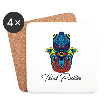 hamsa hand fatima yoga think positive Geschenk - Untersetzer (4er-Set) - Weiß - Vorne