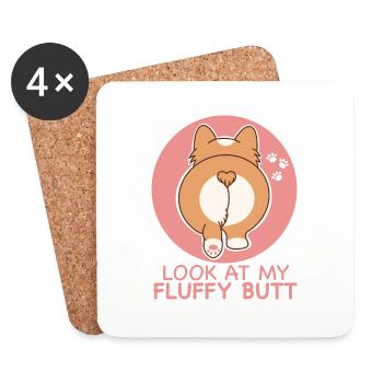 Corgi butt - Dessous de verre (lot de 4) - blanc - Devant